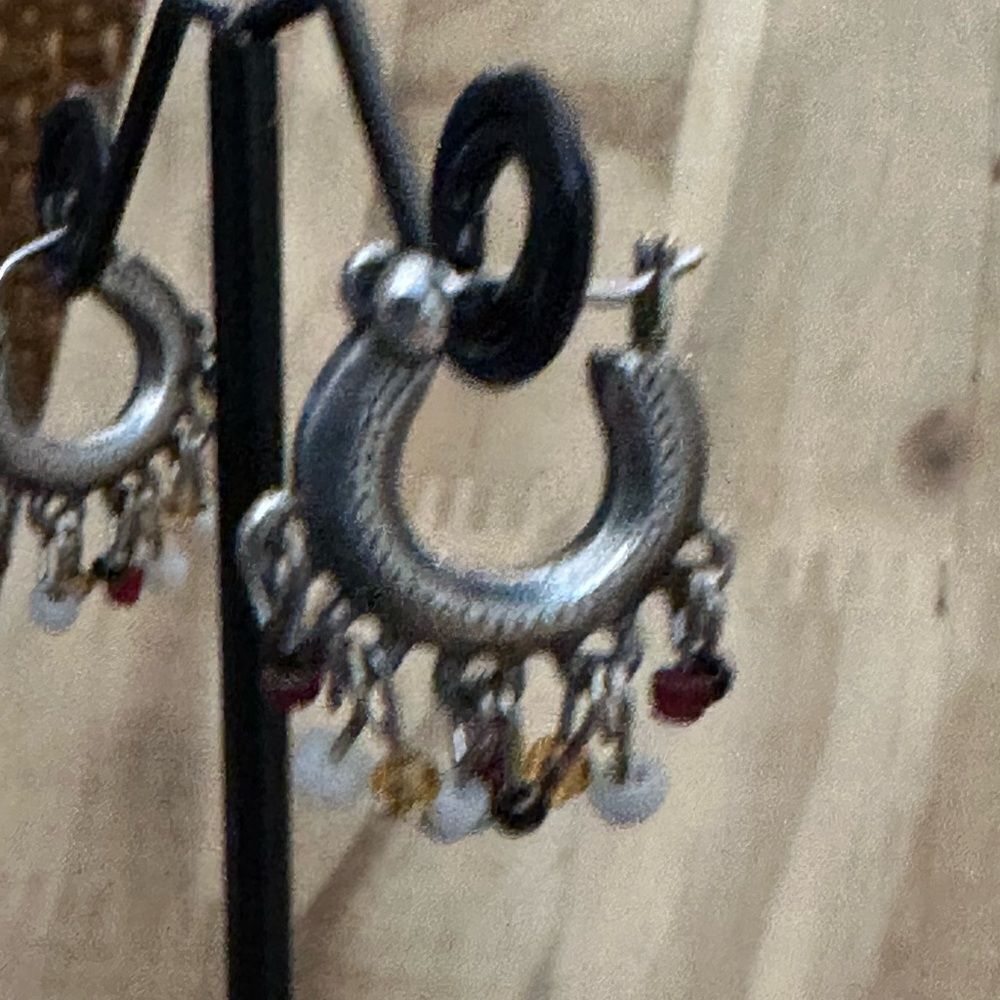 Lucky Brand Silver Earrings with Multicolor Charms